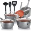 NutriChef 11Pcs Nonstick Cookware Excilon - Grey